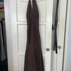 DISSH Chocolate Brown One-Shoulder Maxi Dress